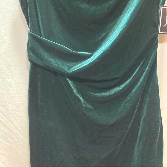 TOMMY HILFINGER VELVET GREEN PARTY DRESS RUCHING ZIP UP DRAPED NECK NWT SIZE 16 - Picture 7 of 15
